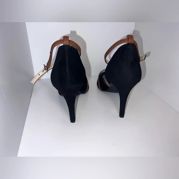 Seychelle Heritage 2 tone stretch ankle strap suede t-strap 3.5in stiletto sz8 - Picture 4 of 8